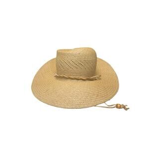 Vintage S.G. Green Straw Rancher Hat Western Sun Hat Coastal Cowgirl Boho